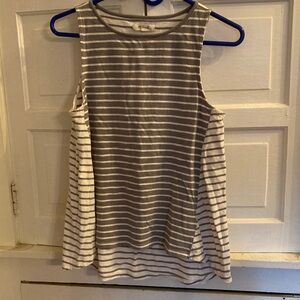 Madewell Gray and White Striped Tank Top flare sleeveless S cotton soft
